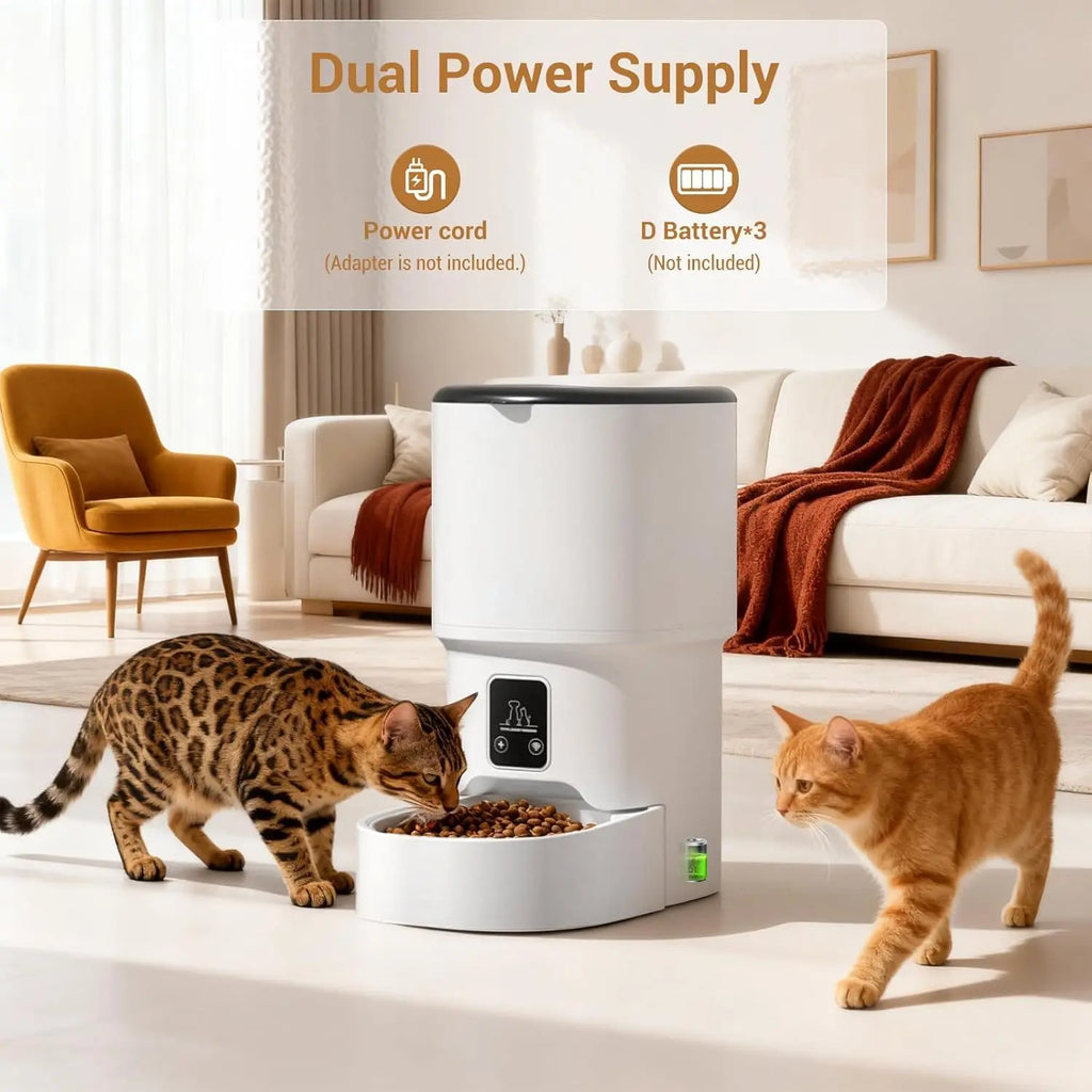 4L Programmable Automatic Pet Feeder for Small Dogs and Cats 6 Meals Daily Timer & Portion Control Dual Power with Bowl