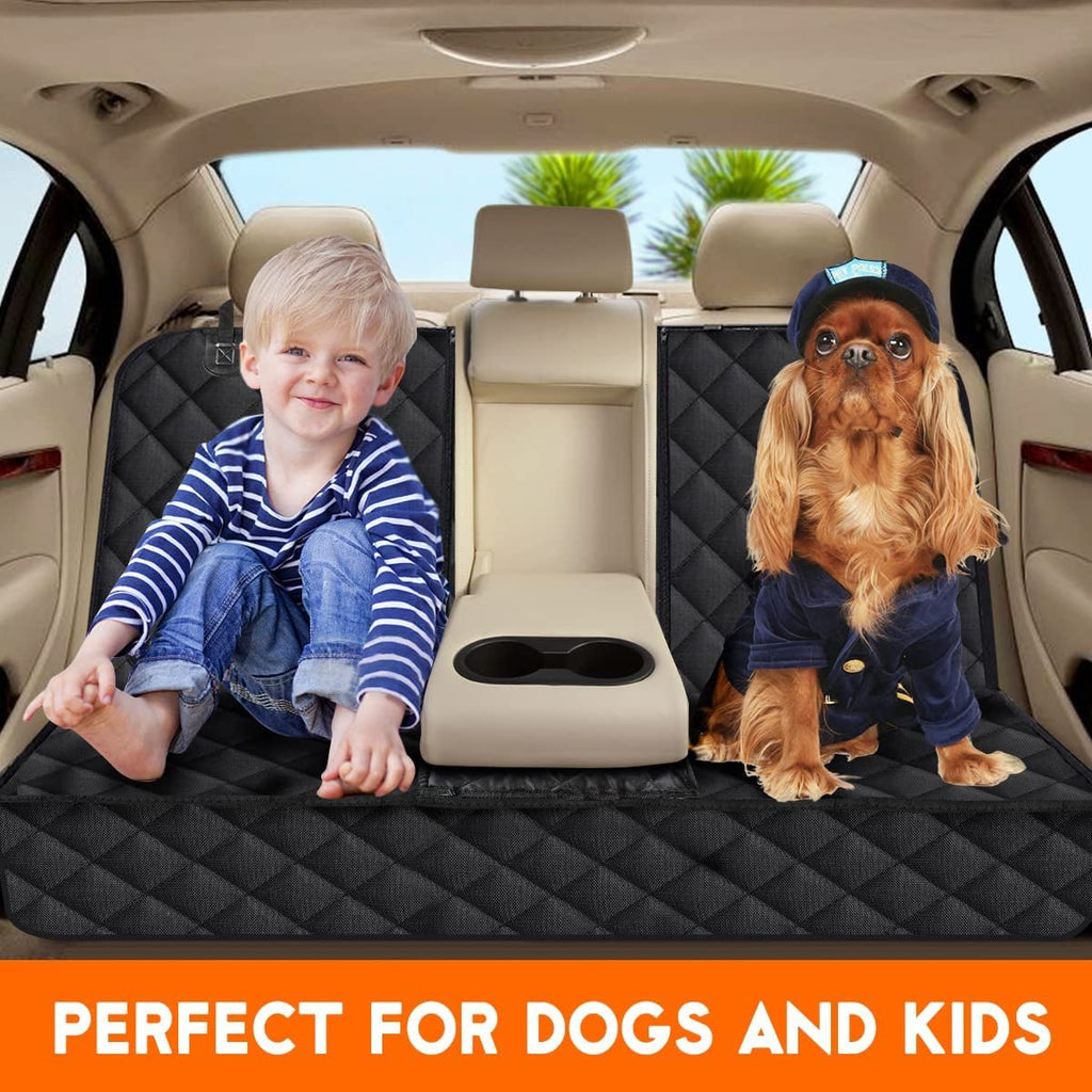 Dog Car Seat Cover, Back Seat Cover for Dogs Pet Car Seat Protector Waterproof Bench Car Seat Cover, Non - Slip Reat Seat Cover Fits Middle Armrest for Most Cars Trucks Suvs - Black - ThrivingPets