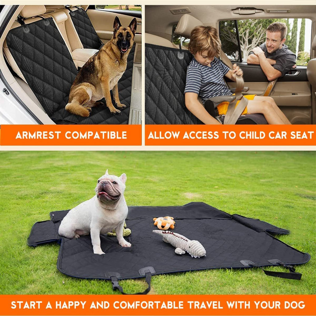 Dog Car Seat Cover, Back Seat Cover for Dogs Pet Car Seat Protector Waterproof Bench Car Seat Cover, Non - Slip Reat Seat Cover Fits Middle Armrest for Most Cars Trucks Suvs - Black - ThrivingPets