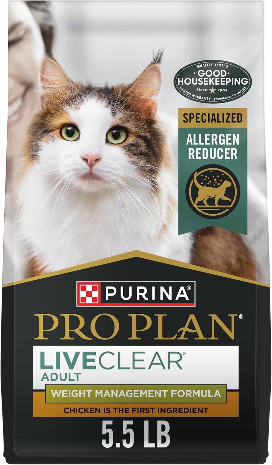 Liveclear Cat Food Weight Management and Cat Allergen Reducer Chicken and Rice Formula - 5.5 Lb. Bag
