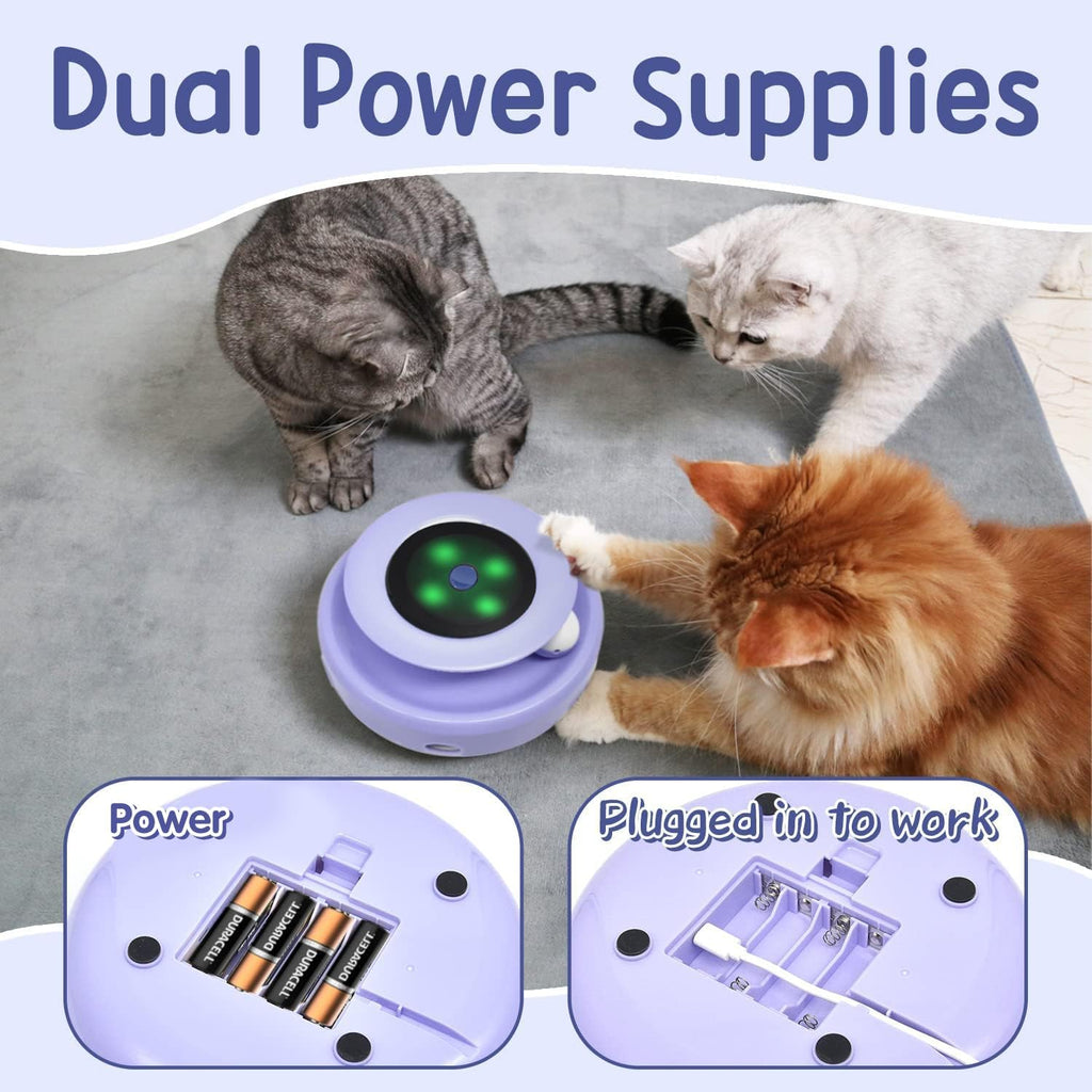 Cat Toys, 2 - In - 1 Interactive Cat Toys for Indoor Cats, Automatic Cat Toy Balls, Mice Toys Ambush Feather Kitten Toys with 7Pcs Attachments, Dual Power Supplies, Adjustable Speed, Auto On/Off - ThrivingPets