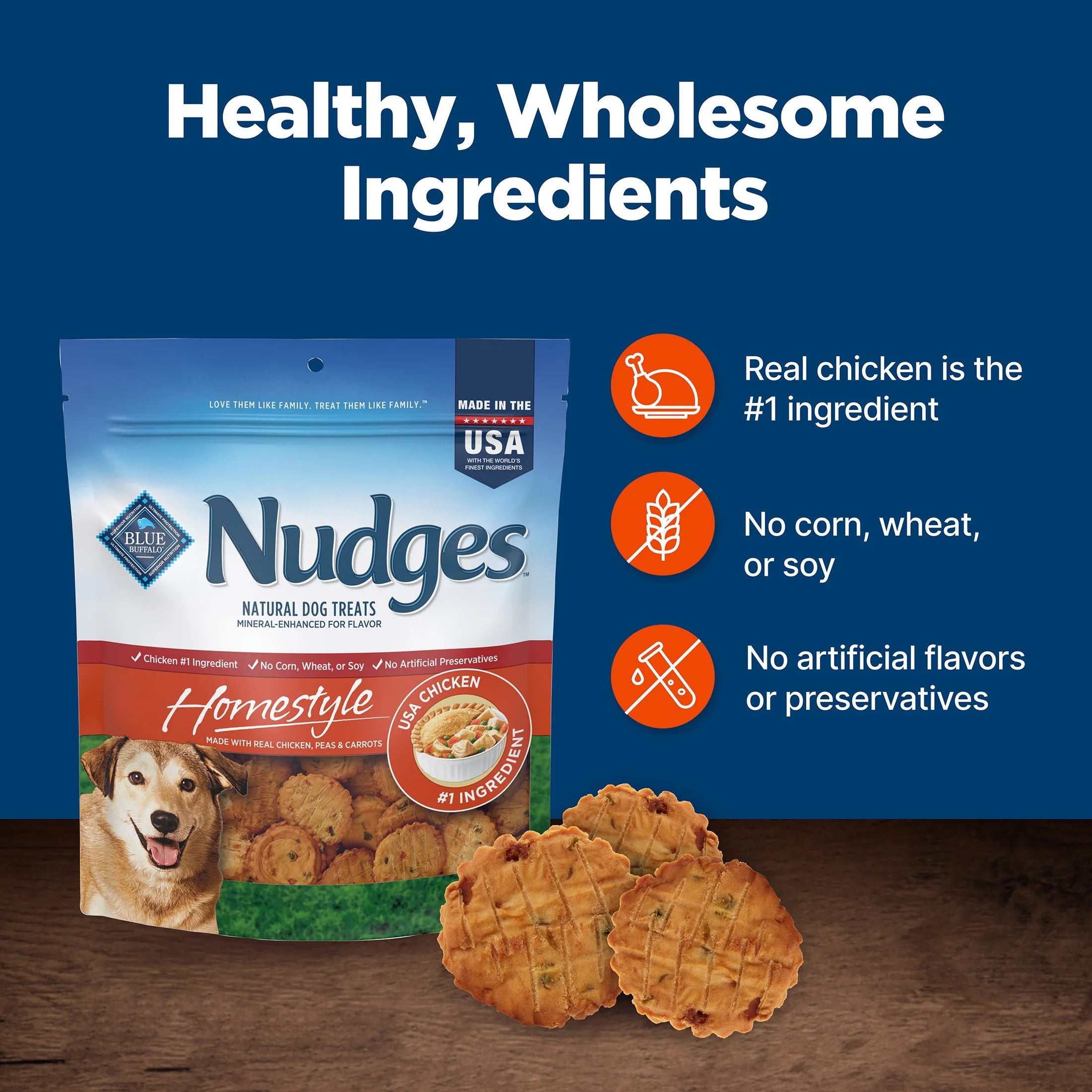Nudges Homestyle Real Chicken Dog Treats - 16 Oz Bag of Natural Goodness!