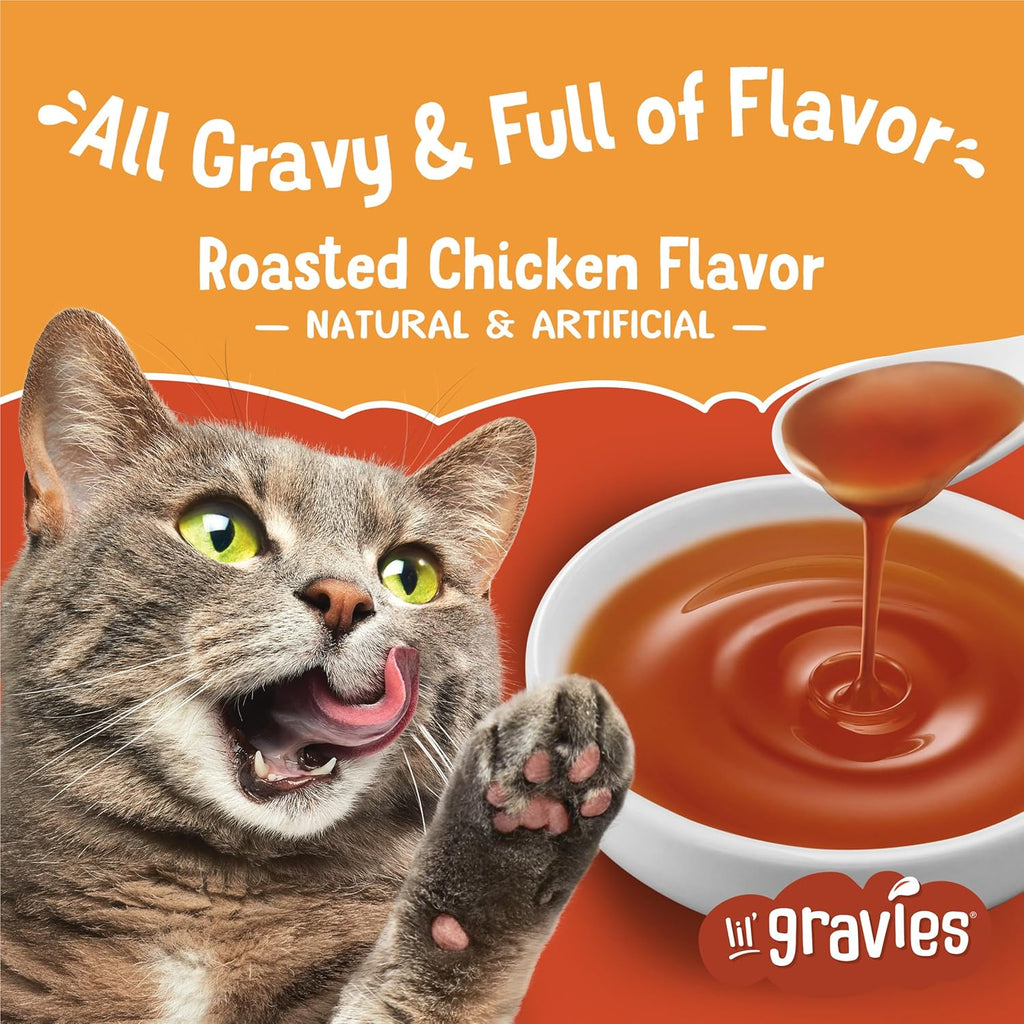 Purina  Lil' Gravies Roasted Chicken Flavor Cat Food Lickable Cat Treats - (Pack of 16) 1.55 Oz. Pouches
