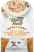 Purina  Appetizers Lickable Grain Free Cat Food Topper White Meat Chicken and Shredded Beef Appetizer - (Pack of 10) 1.1 Oz. Trays