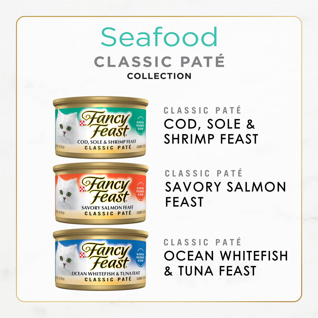 (2 Pack) Purina  Seafood Classic Pate Collection Grain Free Wet Cat Food Pate Variety Pack, 3 Oz Cans (12 Pack)